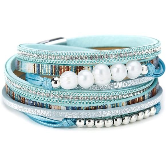 Leather Wrap Bracelet with Clasp for Women and Girls - Picture 4 of 6